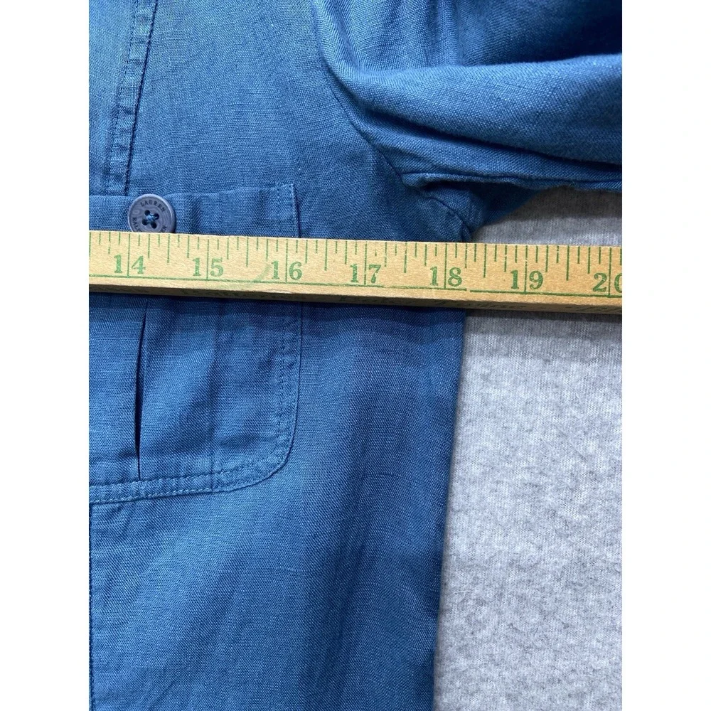 Lauren Ralph Lauren Blazer Womens 6P Blue 100%‎ Linen Utility Safari Jacket